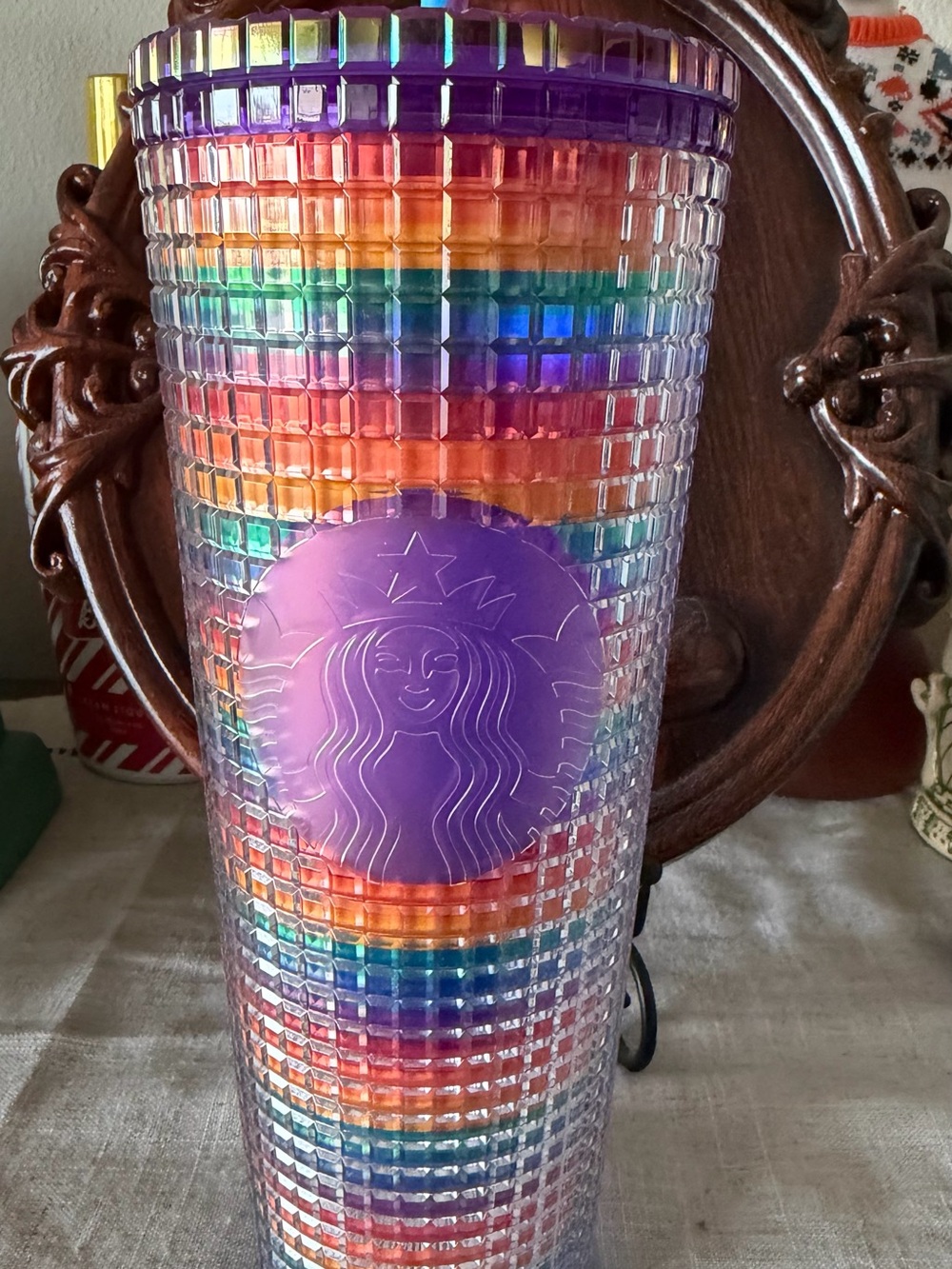 Disneyland 🌈Starbucks Rainbow Textured Cold Cup - Purple Accent